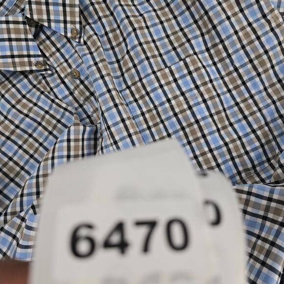 Harbor Bay 4XL short sleeve button down shirt plaid blue mens 6470 - Picture 8 of 8